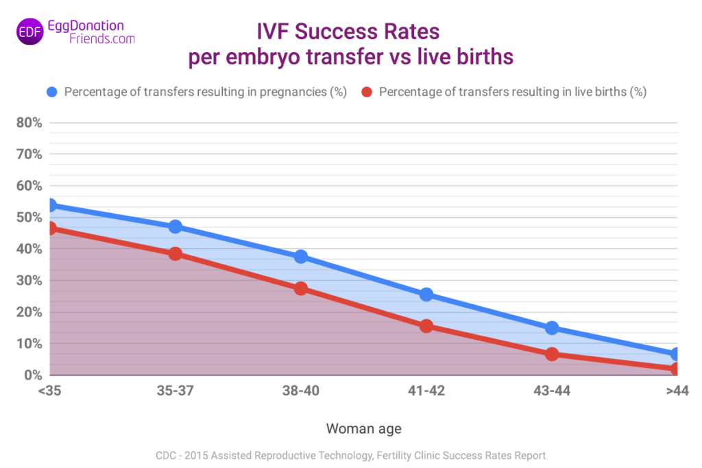 Tassi di successo della fecondazione in vitro - gravidanze per trasferimento di embrioni vs nati vivi