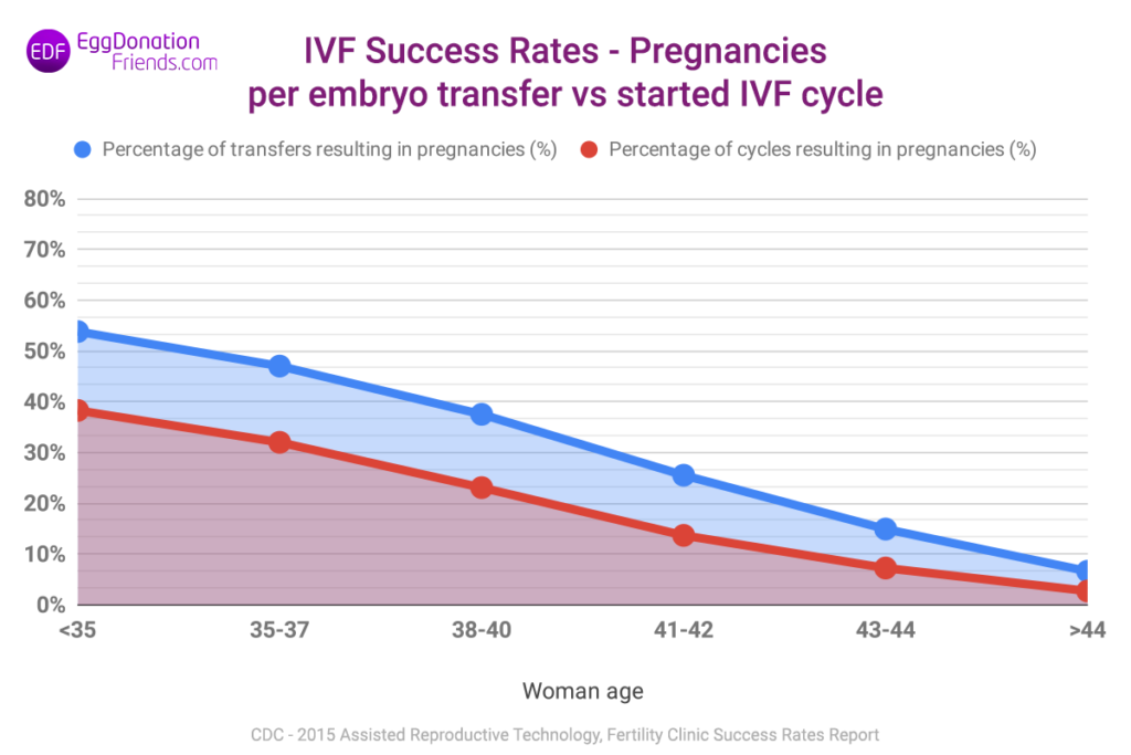 Tassi di successo della fecondazione in vitro - gravidanza per trasferimento di embrioni vs ciclo di fecondazione in vitro avviato