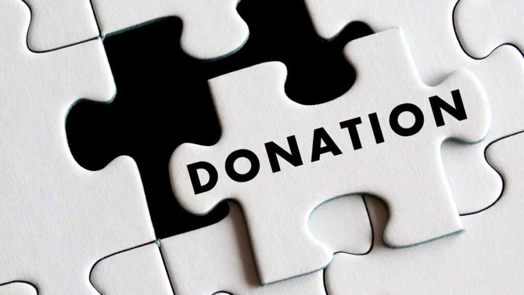 Pezzo di puzzle con la parola "DONATION" che completa una parte mancante, a simboleggiare opzioni di trattamento della fertilità come l’adozione di embrioni e la doppia donazione.